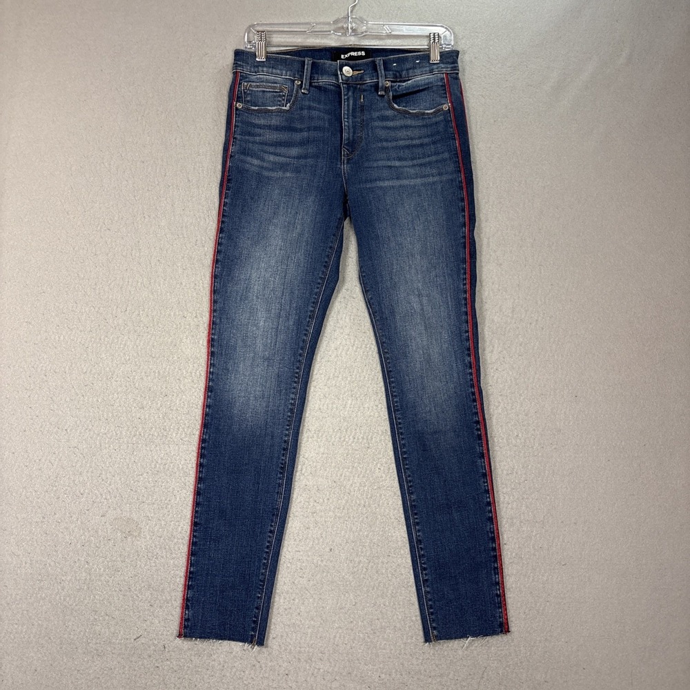 Express Size 6R Ankle LeggingMid Rise Jeans Red Side Stripe